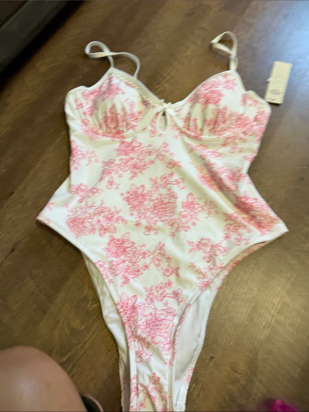 White & Pink Floral One-Piece Swimsuit